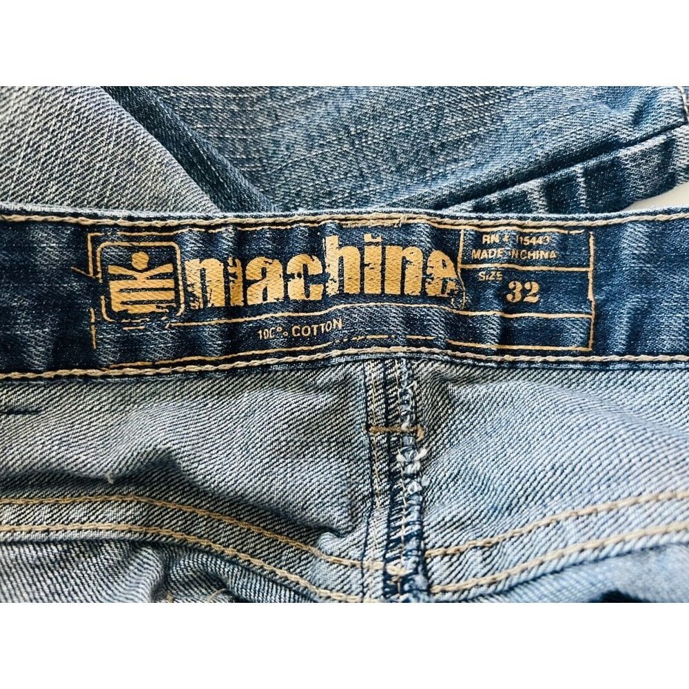 Machine Womens Straight Jeans Blue Denim Mid Rise Medium Wash 5 Pocket Size 32 - Picture 8 of 8